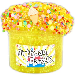 Clear Base Slime|Beaded Slime>Dope Slime Birthday Dazzle