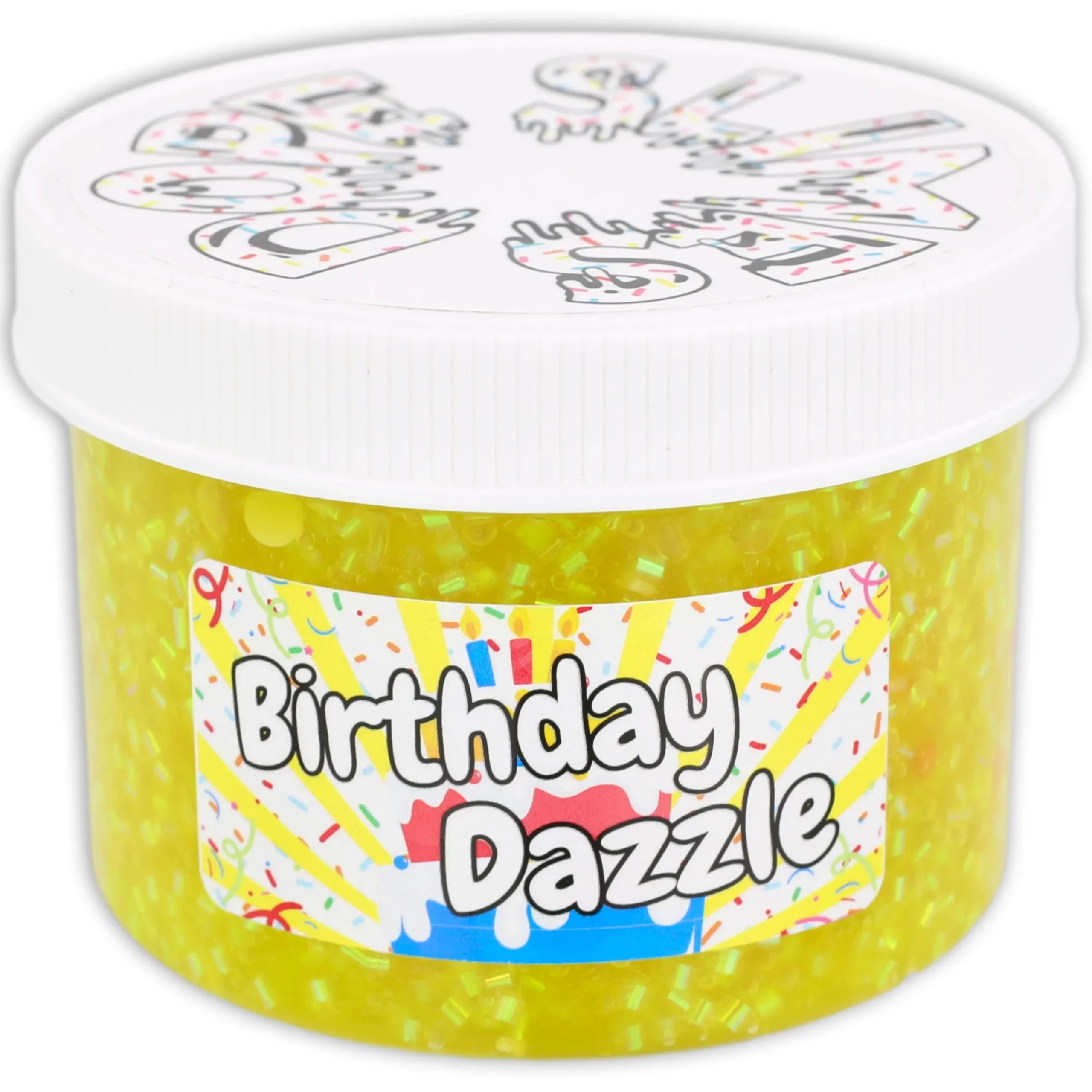 Clear Base Slime|Beaded Slime>Dope Slime Birthday Dazzle