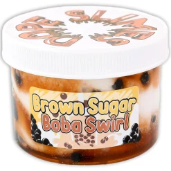 Clear Base Slime|Ice-Cream Slimes>Dope Slime Brown Sugar Boba Swirl