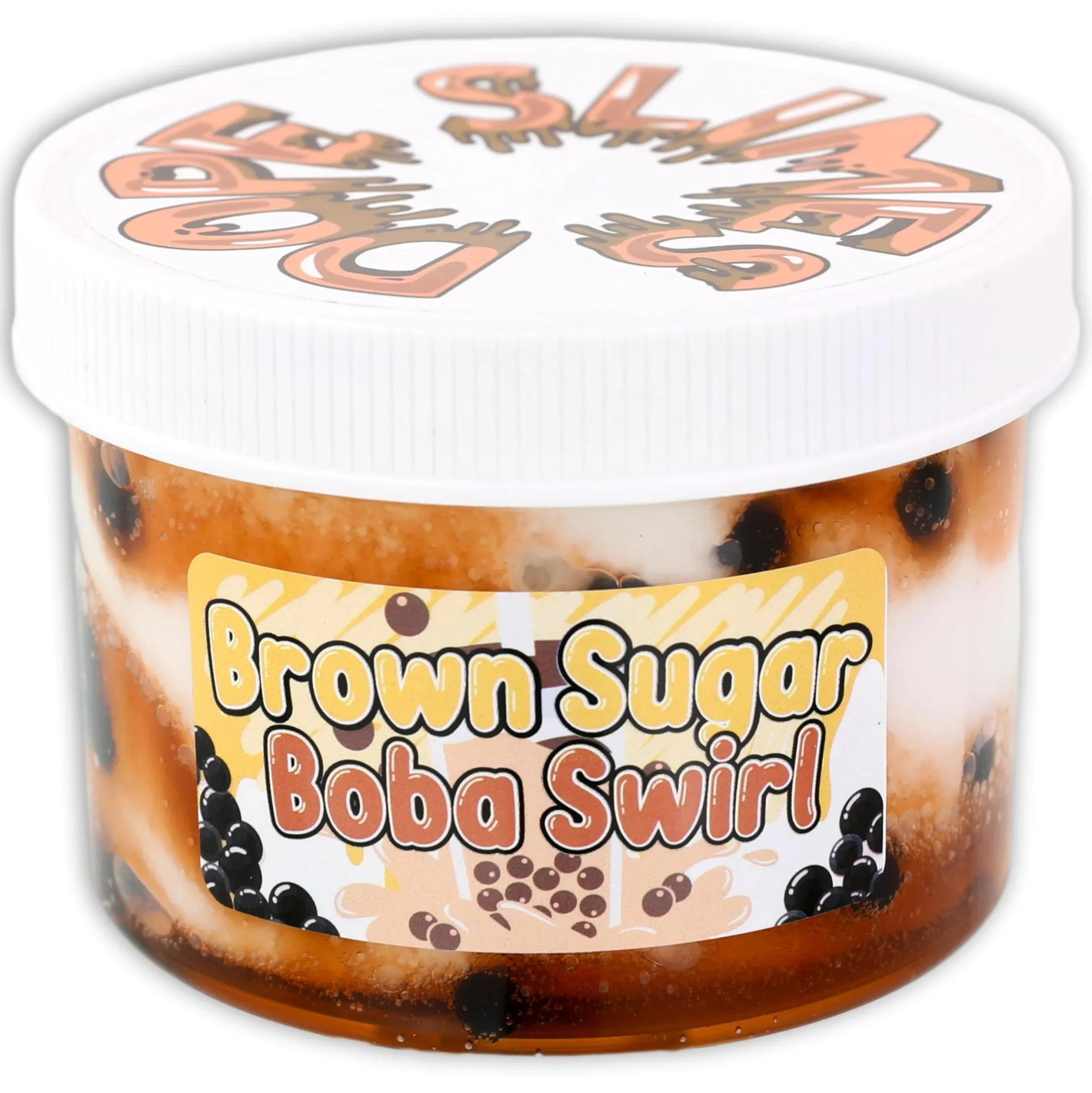 Clear Base Slime|Ice-Cream Slimes>Dope Slime Brown Sugar Boba Swirl