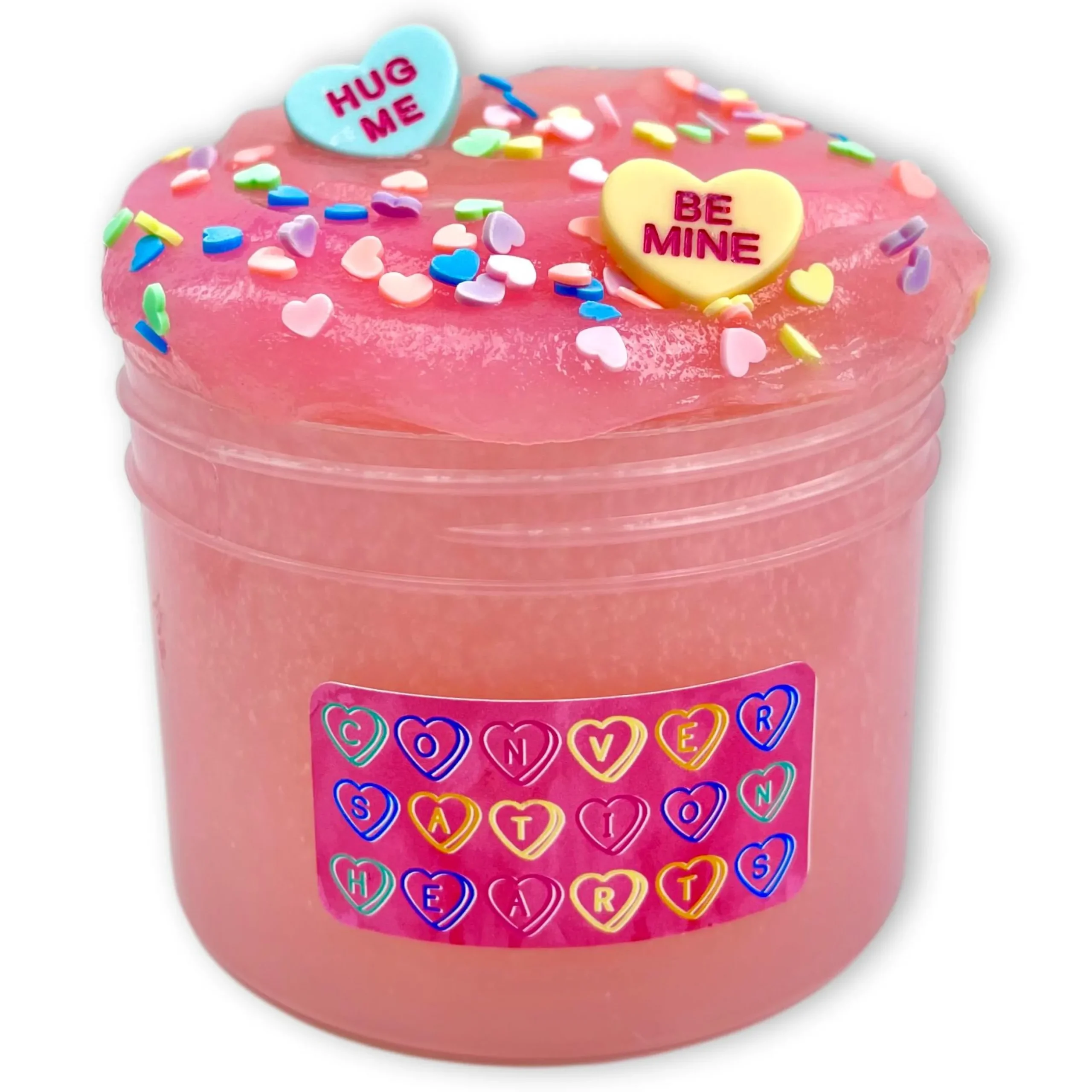 Clear Base Slime|Jelly Slime>Dope Slime Conversation Hearts