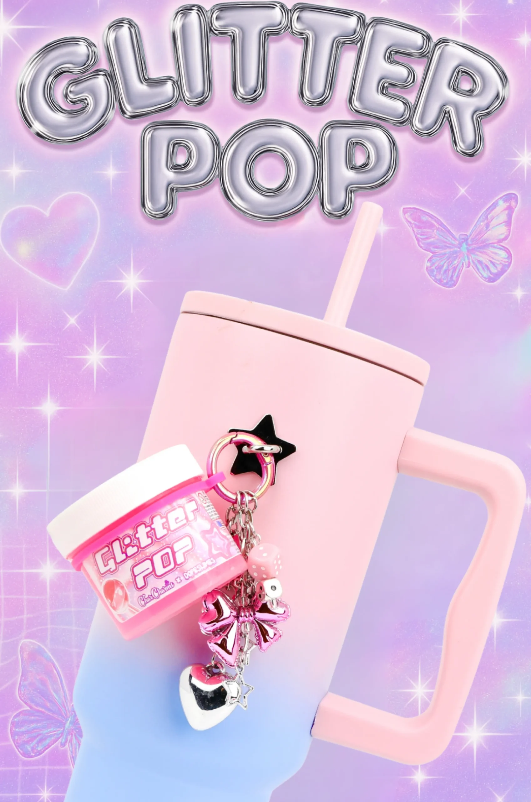 Clear Base Slime>Dope Slime Glitter Pop! Travel Slime Charm Keychain s x CharCharms Collab