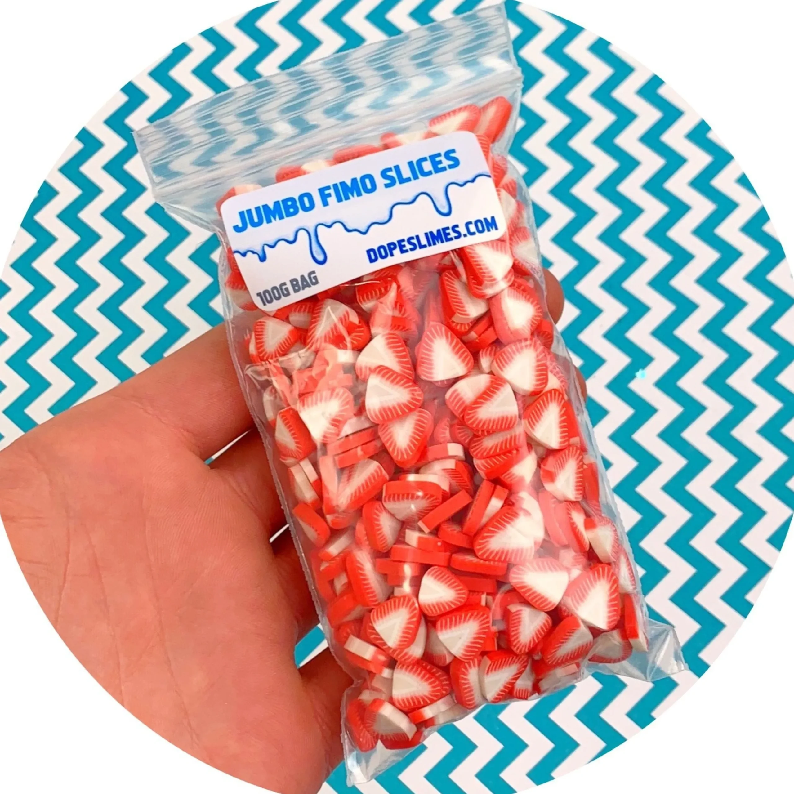 Slime Fimo Slices>Dope Slime Jumbo Strawberry Fimo Slices