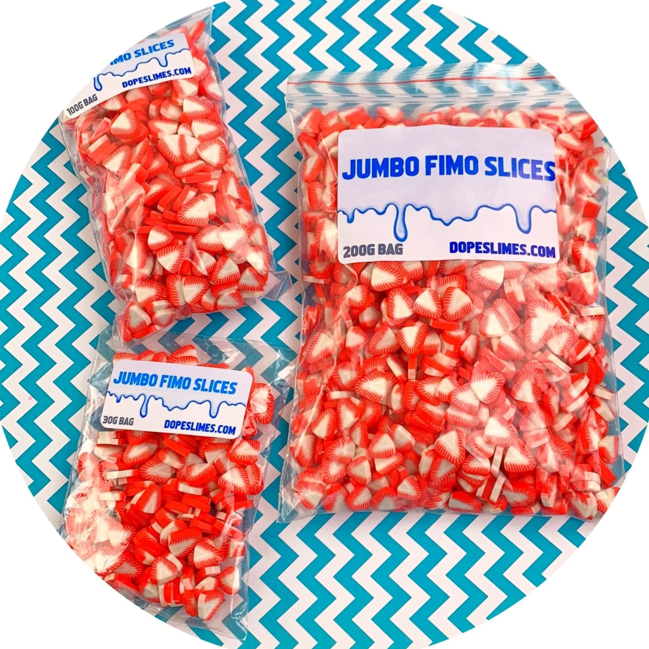 Slime Fimo Slices>Dope Slime Jumbo Strawberry Fimo Slices