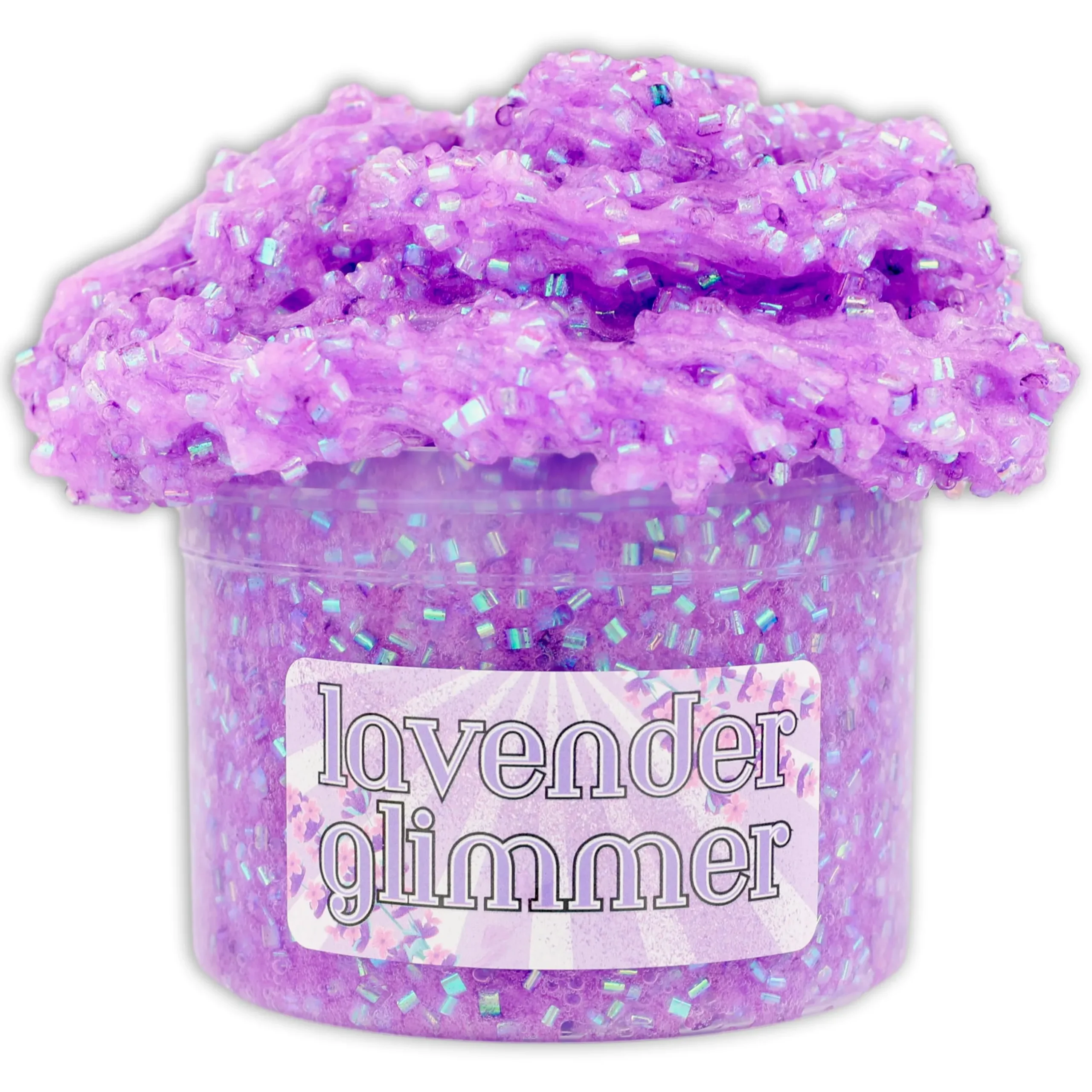 Clear Base Slime|Beaded Slime>Dope Slime Lavender Glimmer