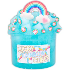 Clear Base Slime|Unique Textured Slime>Dope Slime Lucky Rainbow Cubes