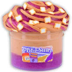 Clear Base Slime|Unique Textured Slime>Dope Slime PB&J Swirl