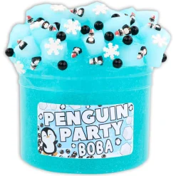Clear Base Slime|Christmas Slimes>Dope Slime Penguin Party Boba