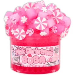 Clear Base Slime|Christmas Slimes>Dope Slime Pink Christmas Boba