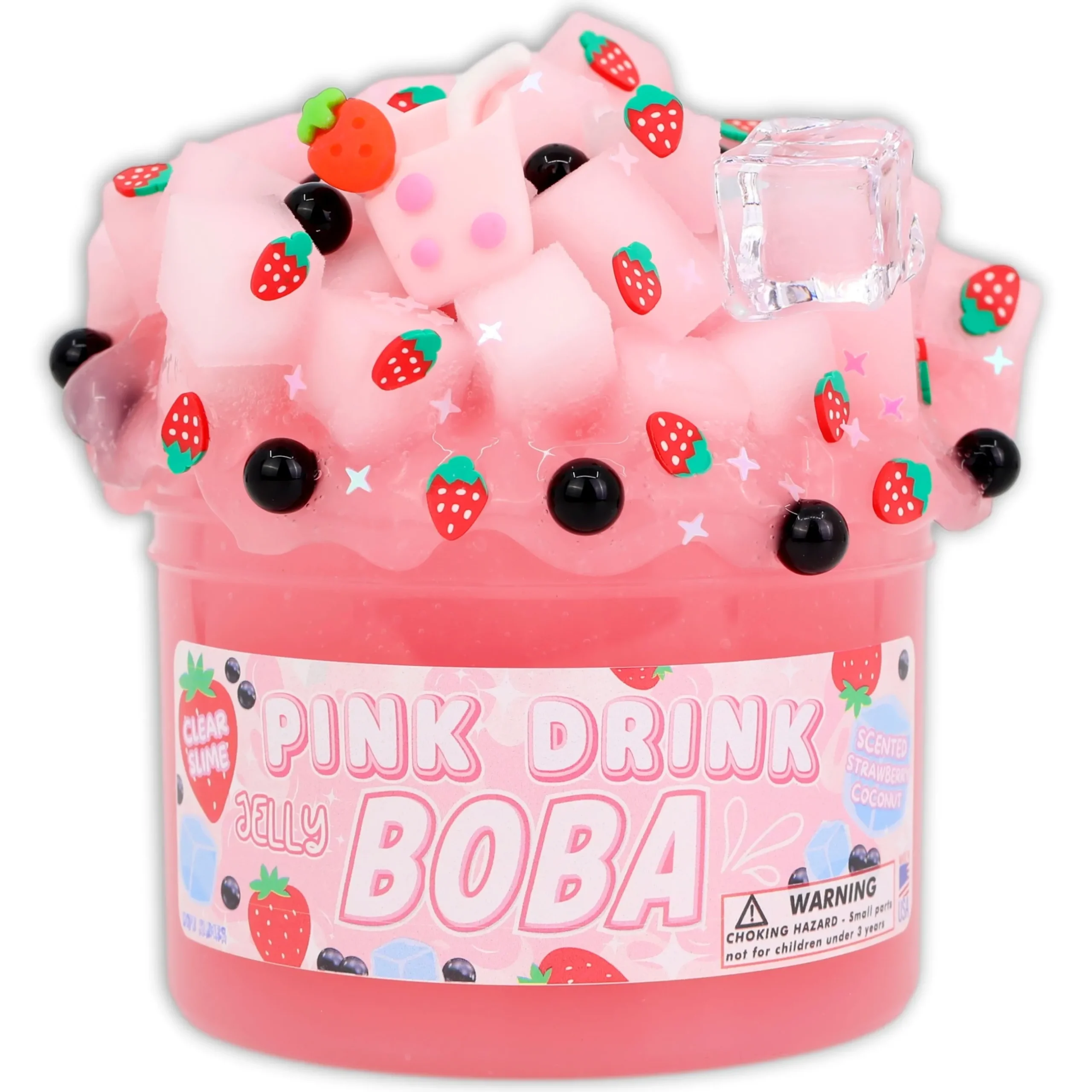 Clear Base Slime>Dope Slime Pink Drink Jelly Boba