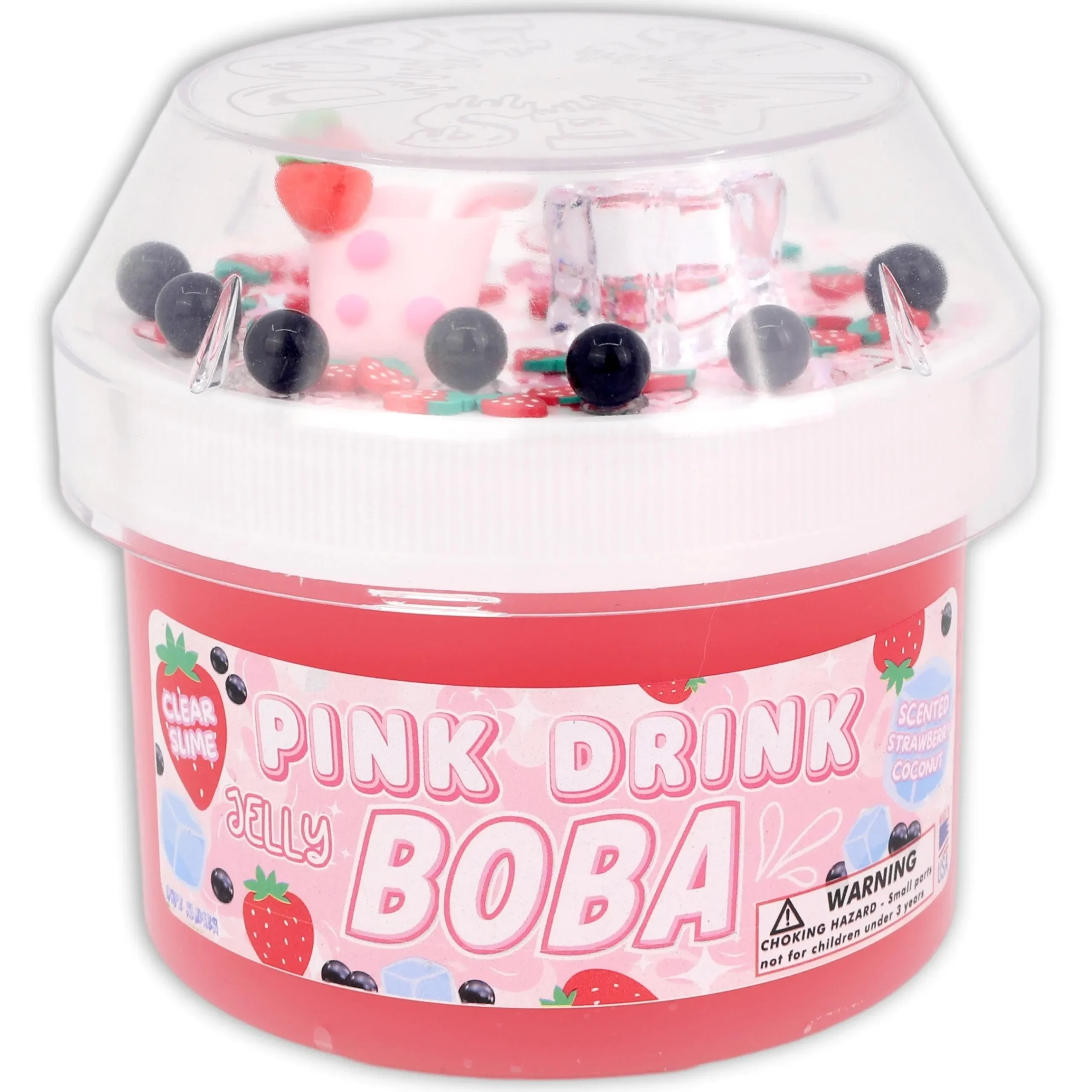 Clear Base Slime>Dope Slime Pink Drink Jelly Boba