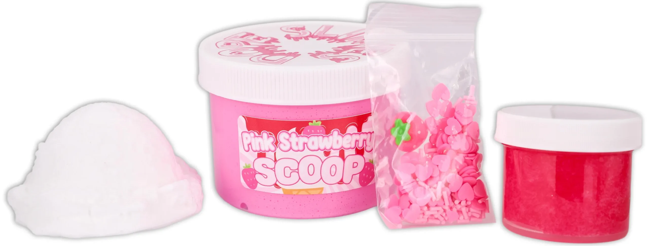 Butter Slime|Clear Base Slime>Dope Slime Pink Strawberry Scoop