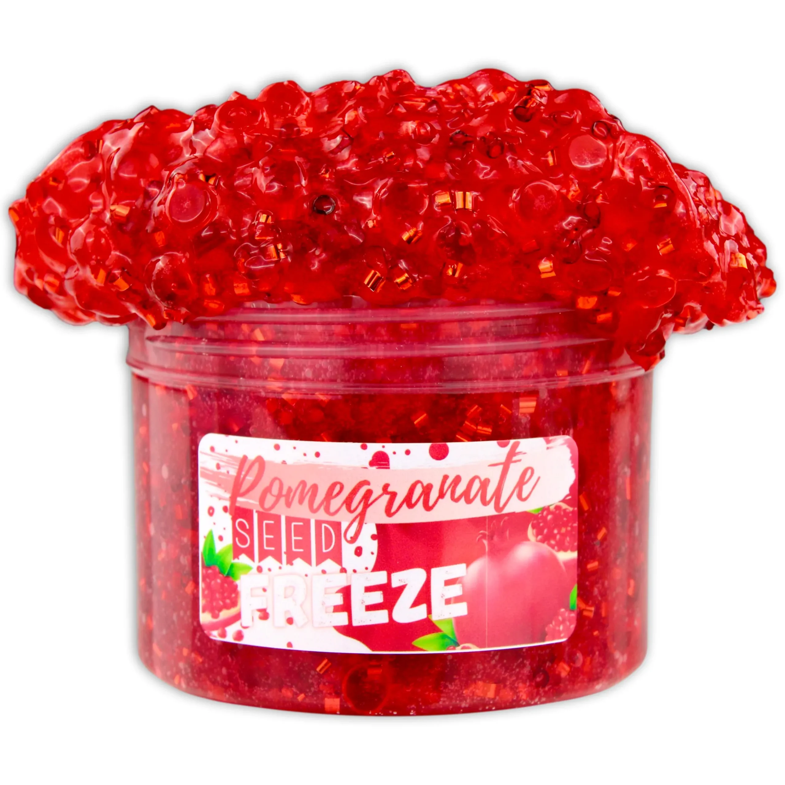 Clear Base Slime|Beaded Slime>Dope Slime Pomegranate Seed Freeze