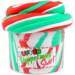 Butter Slime|Christmas Slimes>Dope Slime Puffed Peppermint Swirl